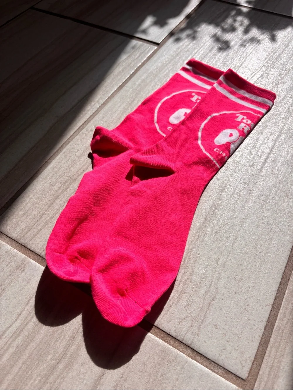 Hot Pink Tootsie Roll Crew Socks with Logo